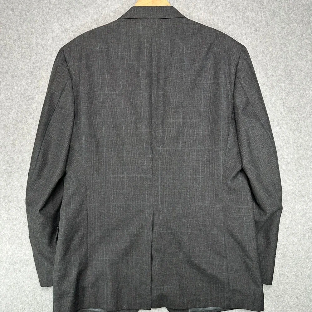 Gerald Austin Bond Street London NY Mens Charcoal Plaid Blazer Jacket Size 44L